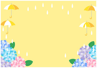 梅雨景色の傘と雨としずく18黃色