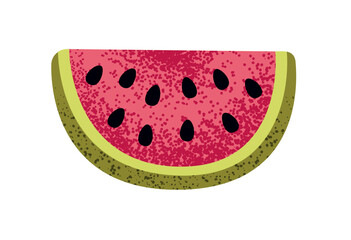 Watermelon slice. Concept of healthy lifestyle. Natural ripe fresh summer food. Hand drawn flat vector illustration.