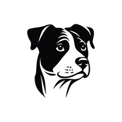 dog head logo design, abstract dalmatian head logo illustration. Dalmatian dog vector silhouette.