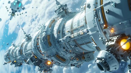 Imagine futuristic space stations harnessing cosmic energy for human needs