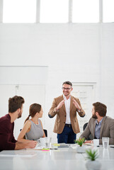Business people, conversation and meeting in office for strategy for project management,...