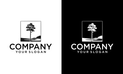 Creative Square Tree vector logo this beautiful tree is a symbol of life, beauty, growth, strength, and good health.