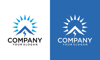 Creative Sun solar Energy House Logo, Power Electric House Logo Template-Vector