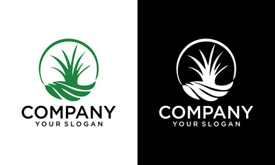 Creative circle green grass logo symbol vector icon illustration graphic design