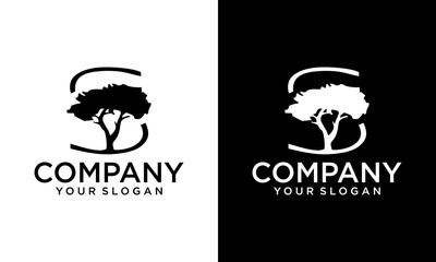 Creative Letter S tree logo icon template. alphabet tree nature illustration design