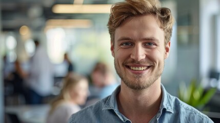 Smiling Young Man in Office