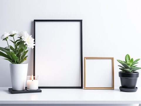 Modern Minimalist Desk Photo Frame Mockup Template