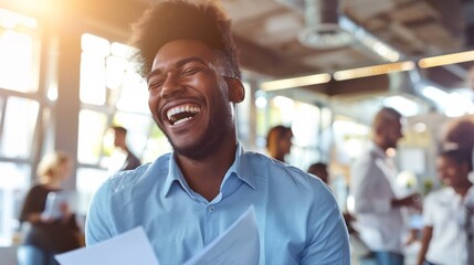 Fototapeta premium A Joyful Moment in the Office