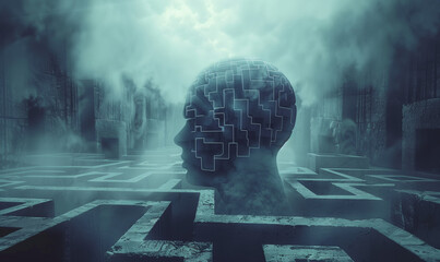 A conceptual image of a mind in a maze, symbolizing the complexity of mental illness. The image is a reminder of the complex nature of mental health issues