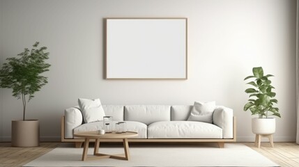 Modern, white minimalist interior. Modern interior design for posters in the living room.