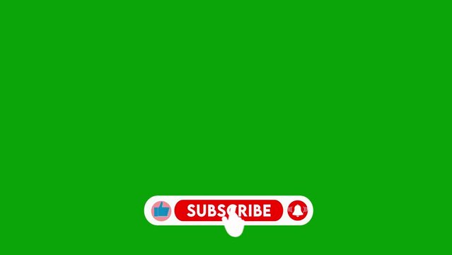 Greenscreen like subscribe bell button animation. Motion graphics animation with chroma green screen clip. Subscribe button to use in video.