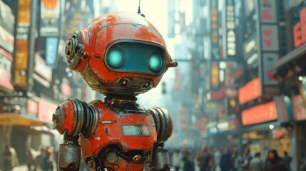 都市に現れたレトロなロボット,Generative AI AI画像