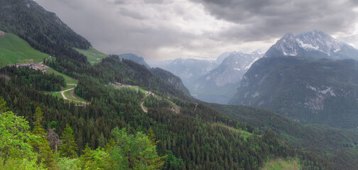 Konigsee lake from Jenner mount in Berchtesgaden National Park, Alps Germany