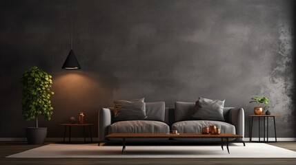 Scandinavian Modern dark home interior background.