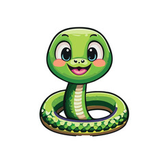 Naklejka premium green snake cartoon