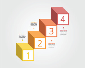 square chart step template for infographic for presentation for 4 element