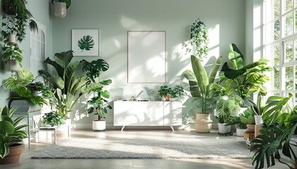Create an elegant interior display with a series of whiteframed pictures featuring botanical prints