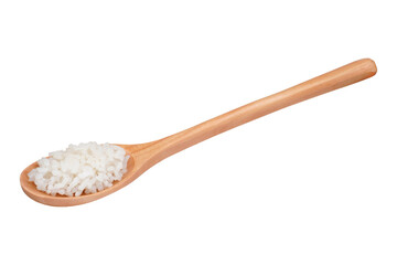 A spoon of delicious white rice isolated transparent
