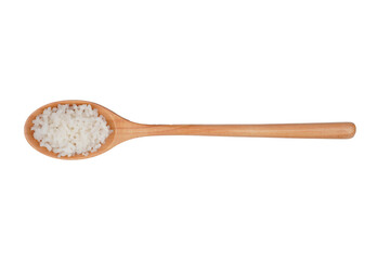A spoon of delicious white rice isolated transparent