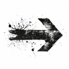 A black and white arrow pointing in a specific direction against a white background