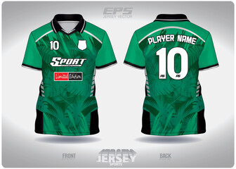 EPS jersey sports shirt vector.green amazon forest pattern design, illustration, textile background for V-neck poloshirt, football jersey poloshirt