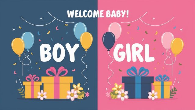 Gender Reveal Party Greeting Card Design