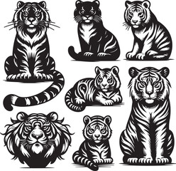 Fototapeta premium tiger bundle art ilastration