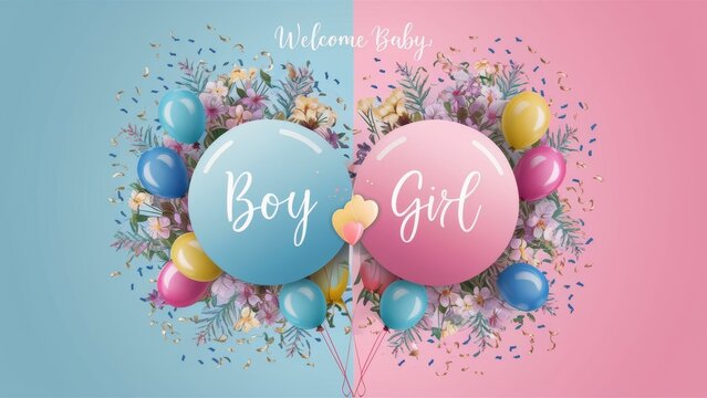 Gender Reveal Party Greeting Card Design