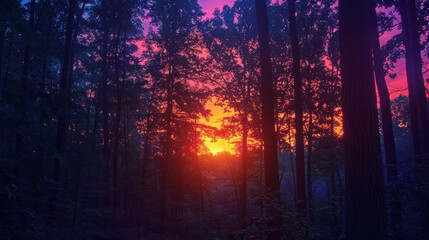 Sunset Sunrise Forest: Neon photos depicting the beauty of sunrise and sunset in the forest