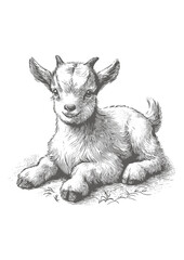 goat Vector, baby goat vector illustration, goat emblem design, baby goat vector