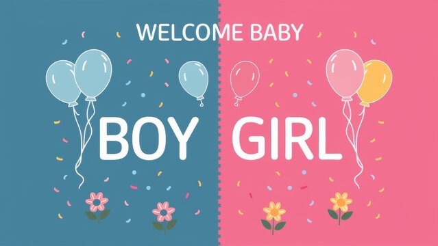 Gender Reveal Party Greeting Card Design