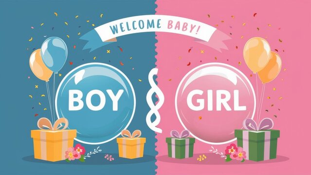 Gender Reveal Party Greeting Card Design