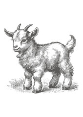 goat Vector, baby goat vector illustration, goat emblem design, baby goat vector