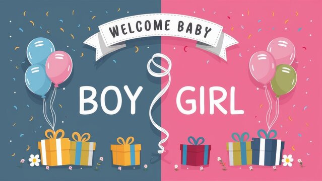 Gender Reveal Party Greeting Card Design