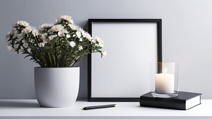 Modern Minimalist Desk Photo Frame Mockup Template