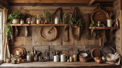 A photo with a rustic and authentic feel, emphasizing the natural textures, weathered wood, and cozy atmosphere. close up