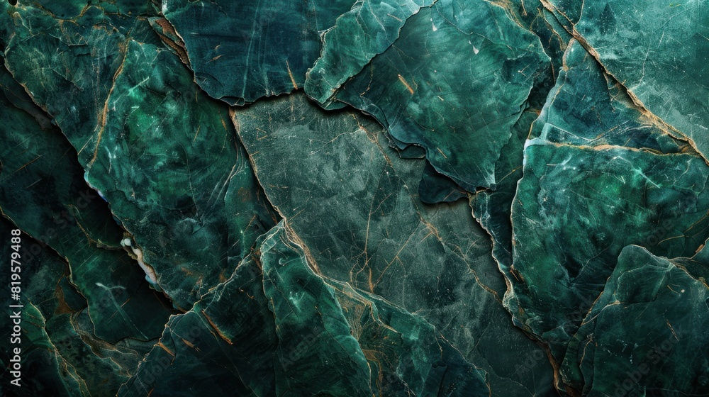 Poster detailed view of a textured green marble stone surface with intricate patterns and veins ideal for b