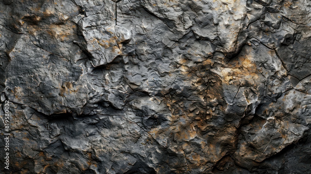 Poster a high-resolution image of a rough, detailed gray rock surface showcasing the intricate patterns and