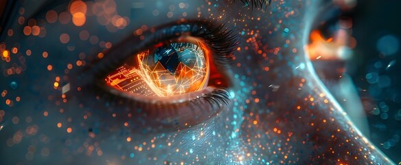 Artificial intelligence, modern, innovative technology of the future world. Characteristics of determination The overall mood should be cinematic and futuristic. It is reminiscent of themes such as sc