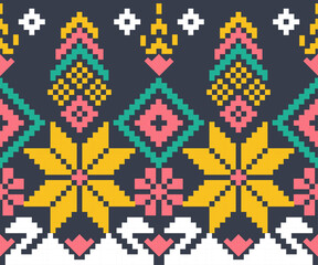 Cross-stitch fabric pattern for textile design. Clothing, background pattern. 