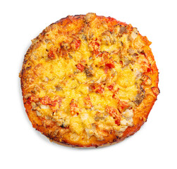 Frozen pizza on a white background. Semi-finished pizza isolated on white background.