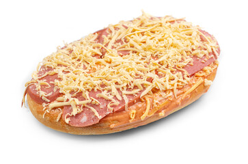 pita bread with cottage cheese, salami . Mini pizzas