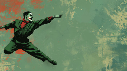 Fototapeta premium Mime artist tells tales using only gestures and movement.