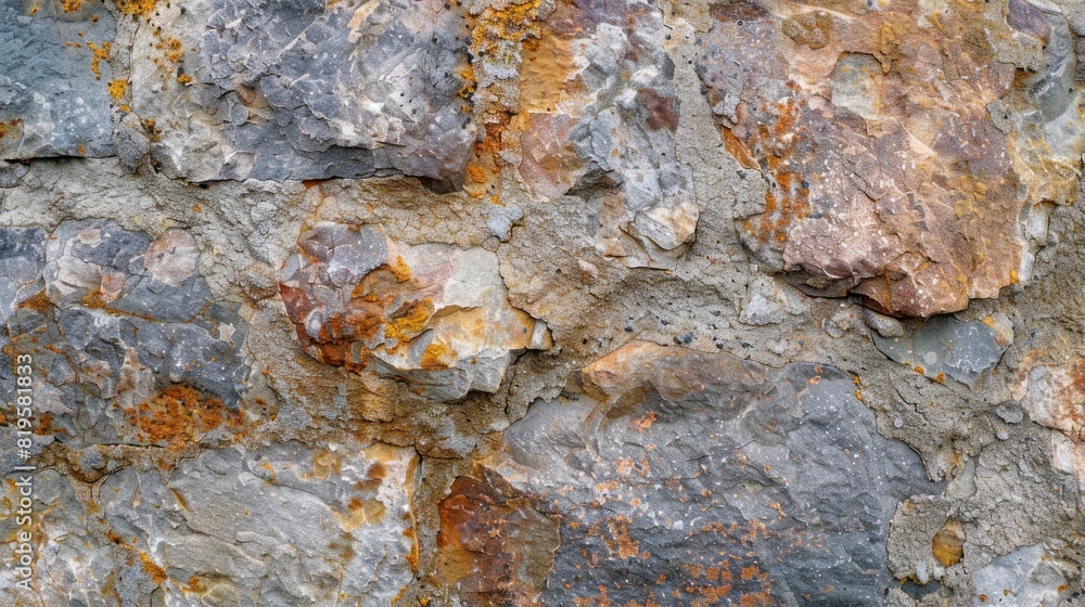 Poster detailed image showcasing the intricate patterns and colors of a rock surface, with visible mineral 