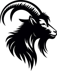 goat head Vector - goat vector illustration, goat emblem design, Goat silhouette