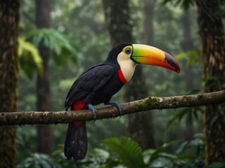 Fototapeta premium Toucan on a branch - Generative AI