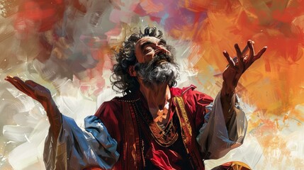 Fototapeta premium Engaging storyteller enchants with dynamic gestures.