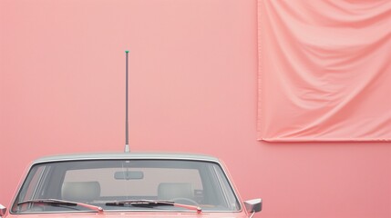 Luminous slate gray car antenna on a blush pink canvas - for optimal radio and signal reception