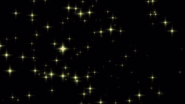 金色の星の光がキラキラと輝くループアニメーション動画（アルファチャンネル付）