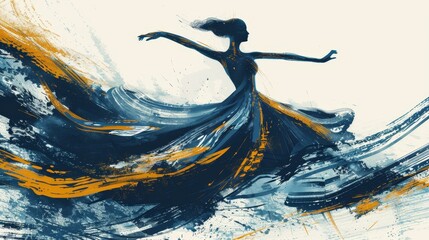 Vibrant art capturing the essence of dance with lively, expressive brushwork.